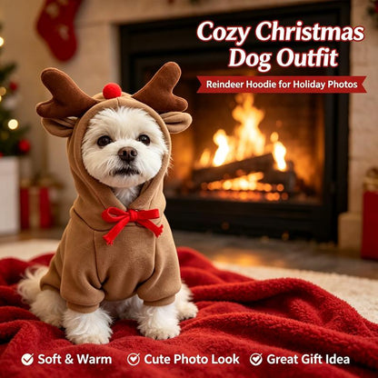 Fleece Lined Dog Reindeer Hoodie