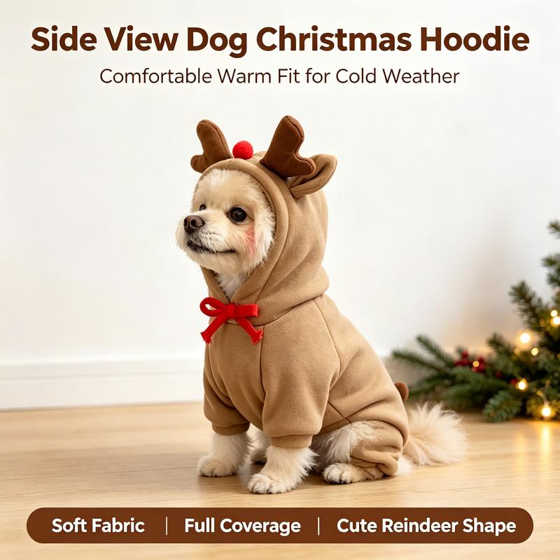 Fleece Lined Dog Reindeer Hoodie