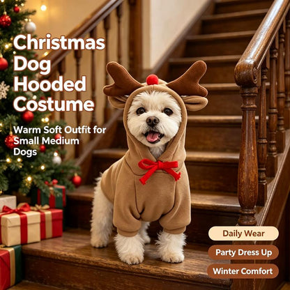 Fleece Lined Dog Reindeer Hoodie
